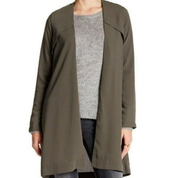 Valette Tops - Valette Green Trench Oversized Cardigan